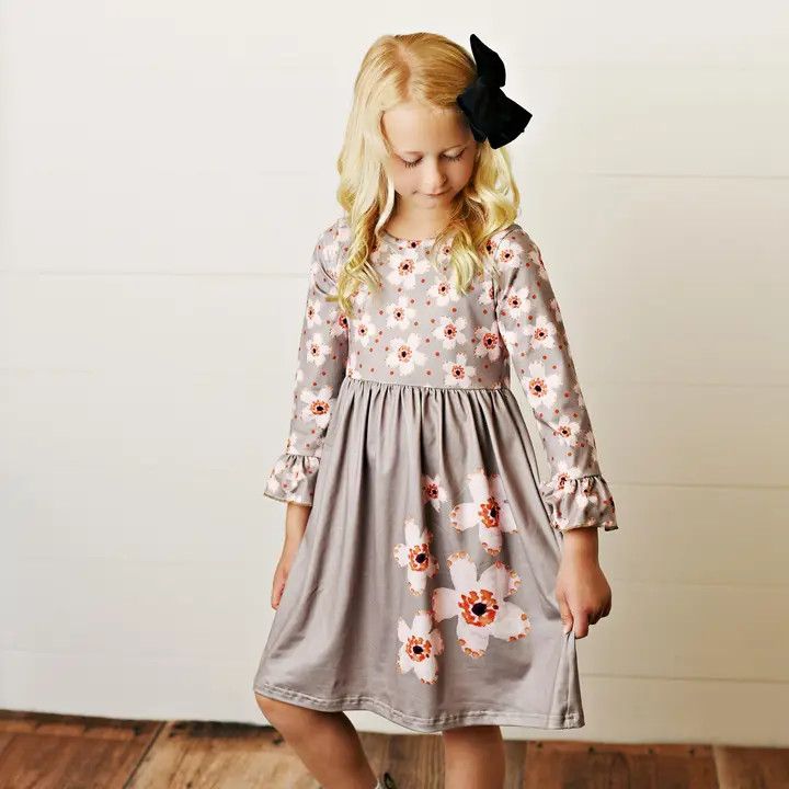 Beige Flower Twirl Dress