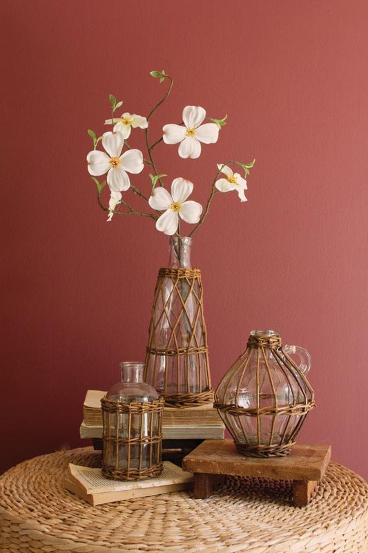 Wicker Wrapped Glass Vase (3 Sizes)