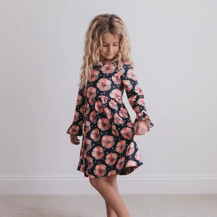 Black Floral Twirl Dress