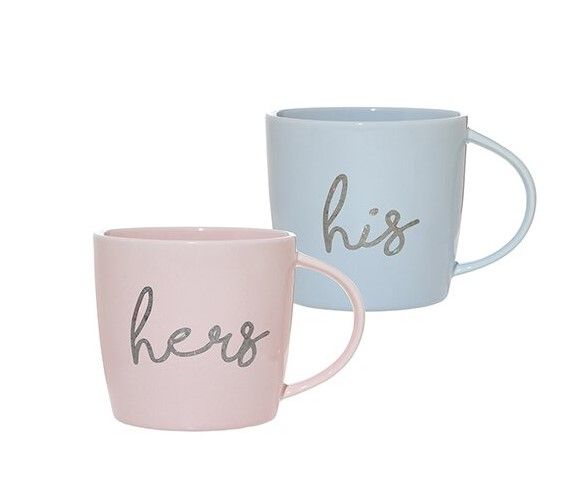 His Her Pink Blue Mug Set