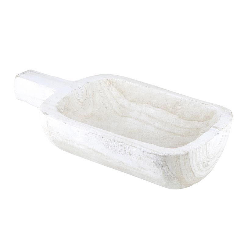 White Wood Bowl with Handle