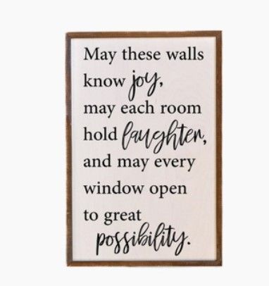 12x18 May These Wall Know Joy Sign