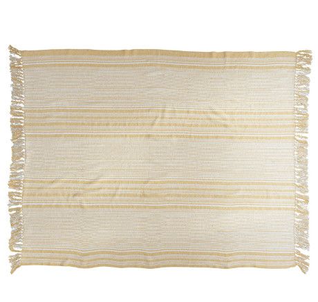 Cream and Yellow Woven Cotton Throw