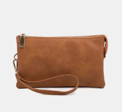 Brown Riley Compartment Crossbody Wristlet