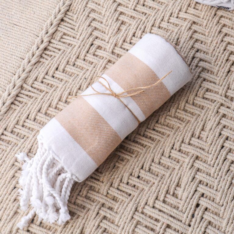 Beige Striped Throw Blanket