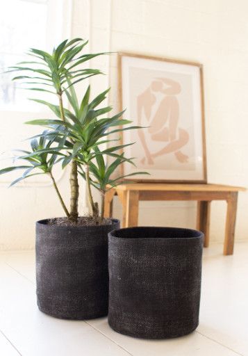 Black Cotton Stonewashed Basket
