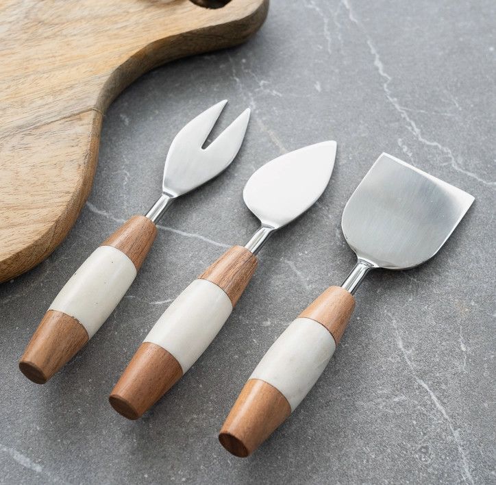 Marble and Wood Cheese Tools
