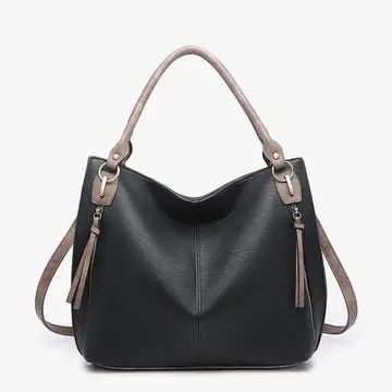 Black Connar Distressed Side Pocket Tote