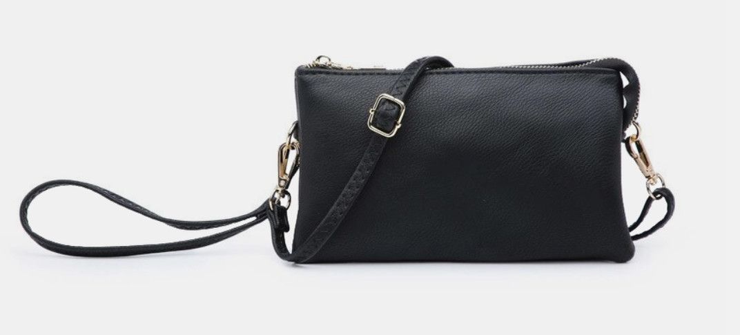 Black Riley Compartment Crossbody Wristlet