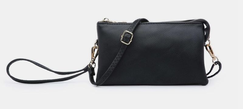 Black Riley Compartment Crossbody Wristlet