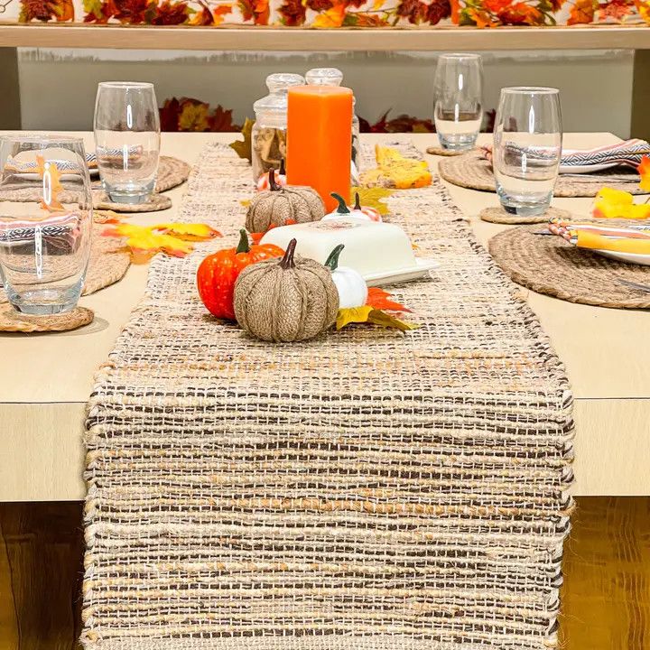 72&quot; Brown and Jute Table Runner