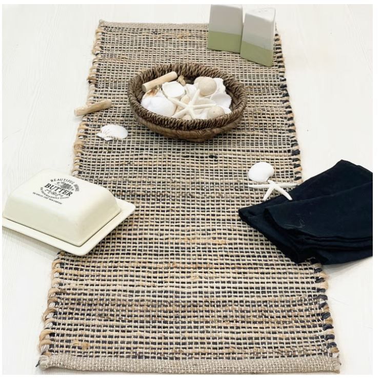 36&quot; Ombre Runner Natural Jute - Charcoal