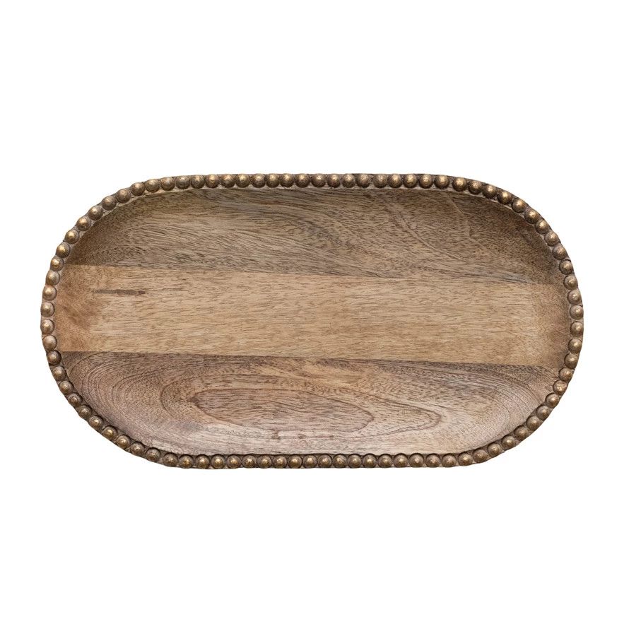 Beaded Wood Tray