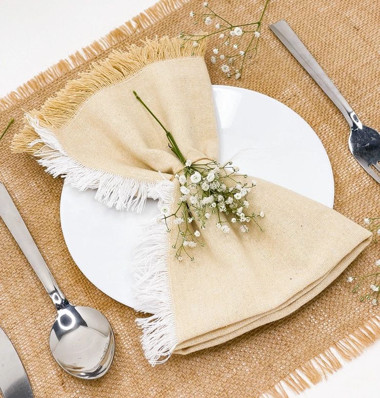 Beige and White Napkin