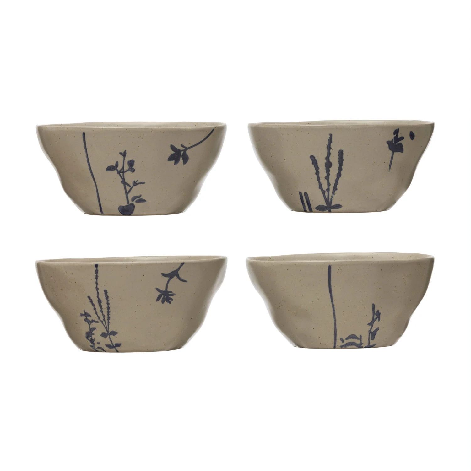 Stoneware Bowl w/ Botanicals ( 4 Styles )