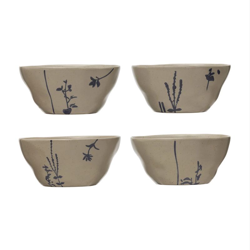 Stoneware Bowl w/ Botanicals ( 4 Styles )
