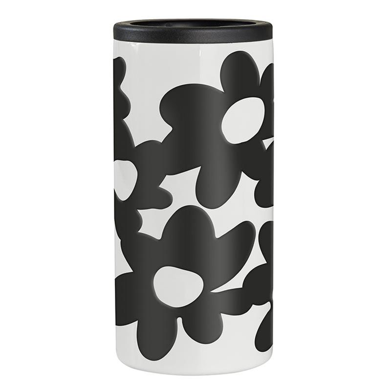 Black Floral Slim Can