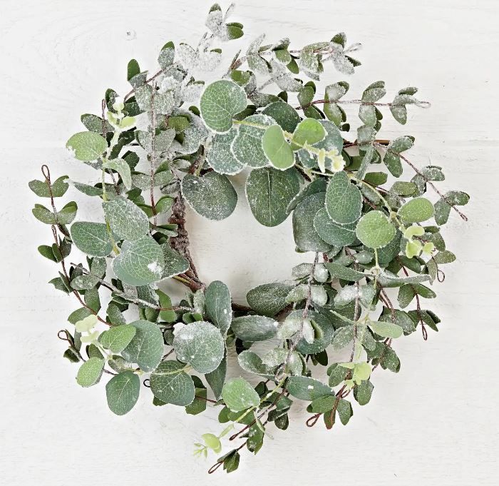 3.5&quot; Snowy Flocked Eucalyptus Ring