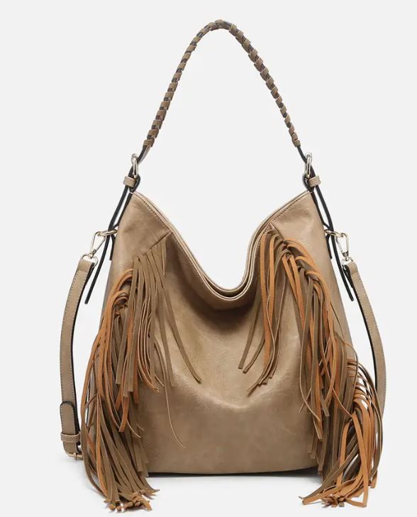 Sav Distressed Hobo Bag Taupe