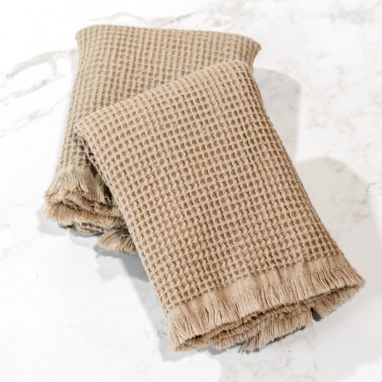 Set (2) Beige Waffle Towels