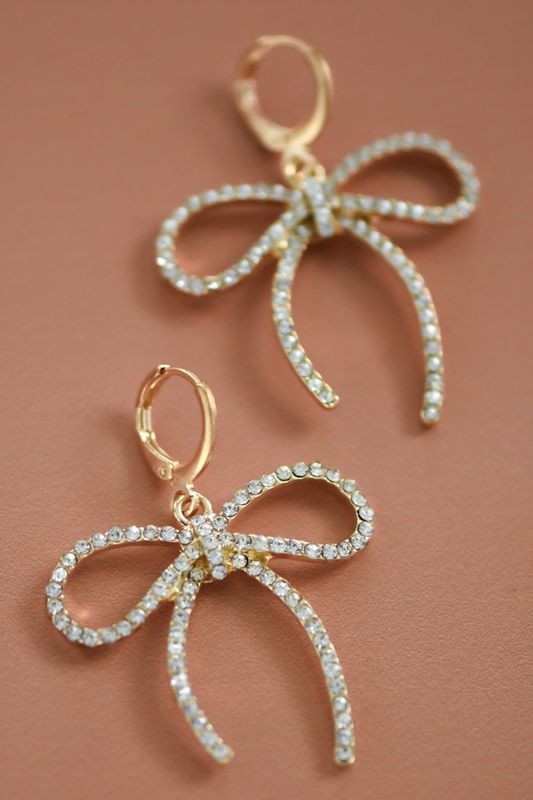 Gold Bow Studded Earrings
