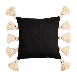 Square Black Tassel Pillow
