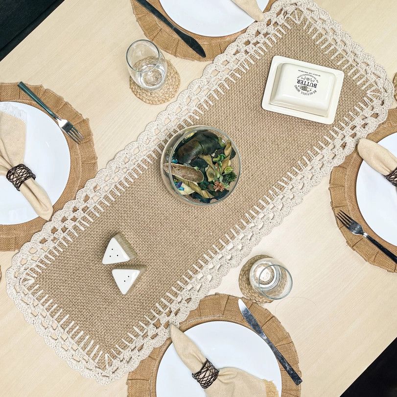 36&quot;Crochet Jute Table Runner