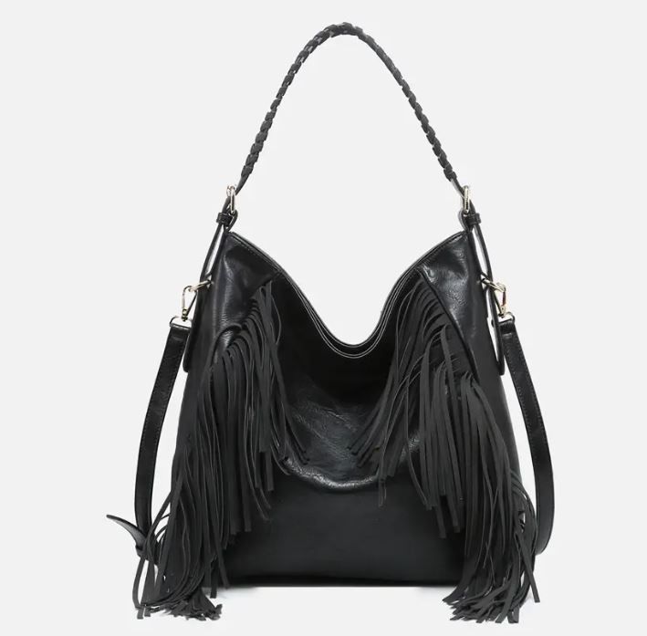 Sav Distressed Hobo Bag Black