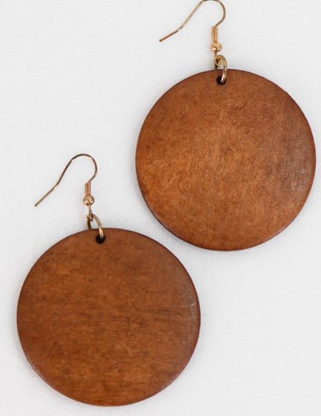 Boho Solid Wood Round Earrings