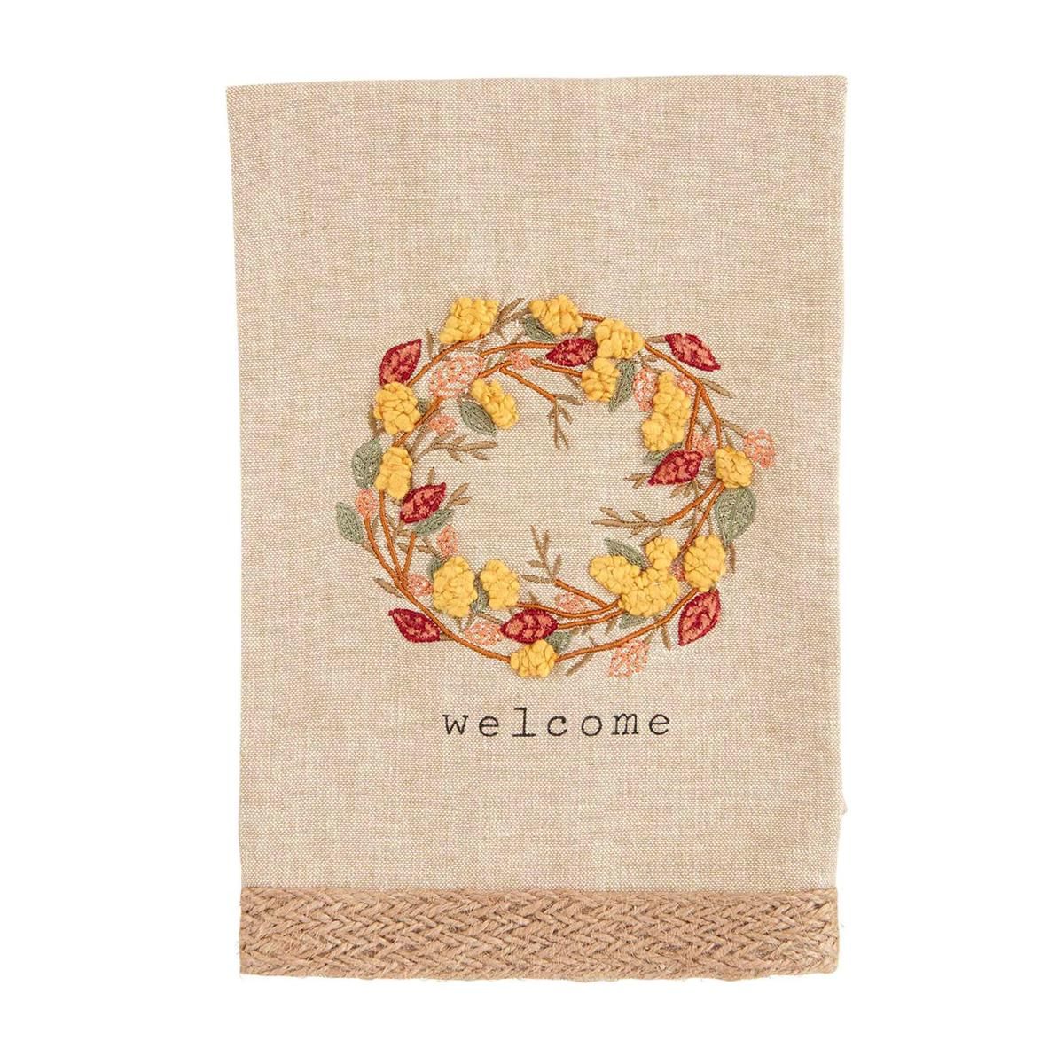 Wreath Leaf Embroidered Towel