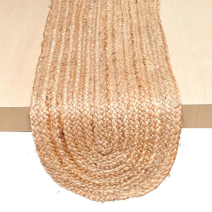 48&quot; Oval Braided Runner Natural Jute