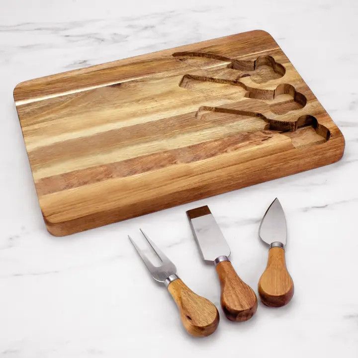 4 pc Acacia Board and Utensil Set