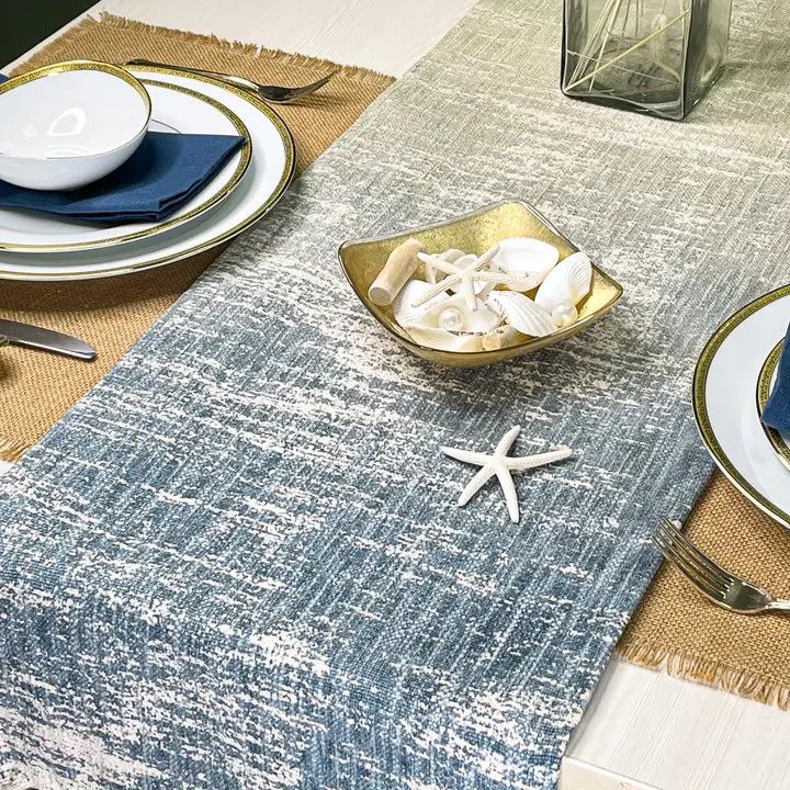 Sunset Table Runner Blue-Grey-Beige 14&#39;&#39;x72&#39;&#39;