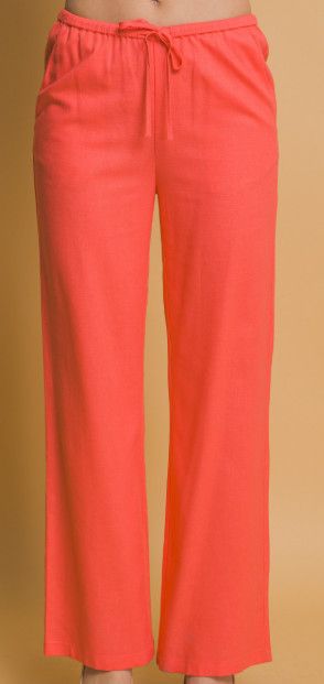 Coral High Waist Linen Pants