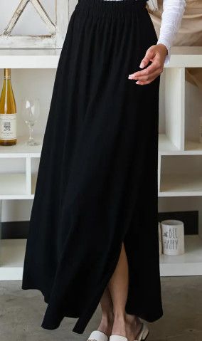 Black High Waist Slit Skirt