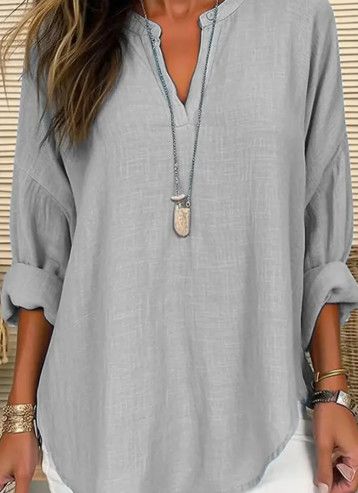 Grey Cotton and Linen Shirt