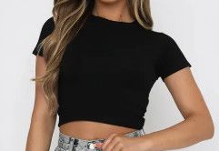 Black Crop Slim Fit Tee