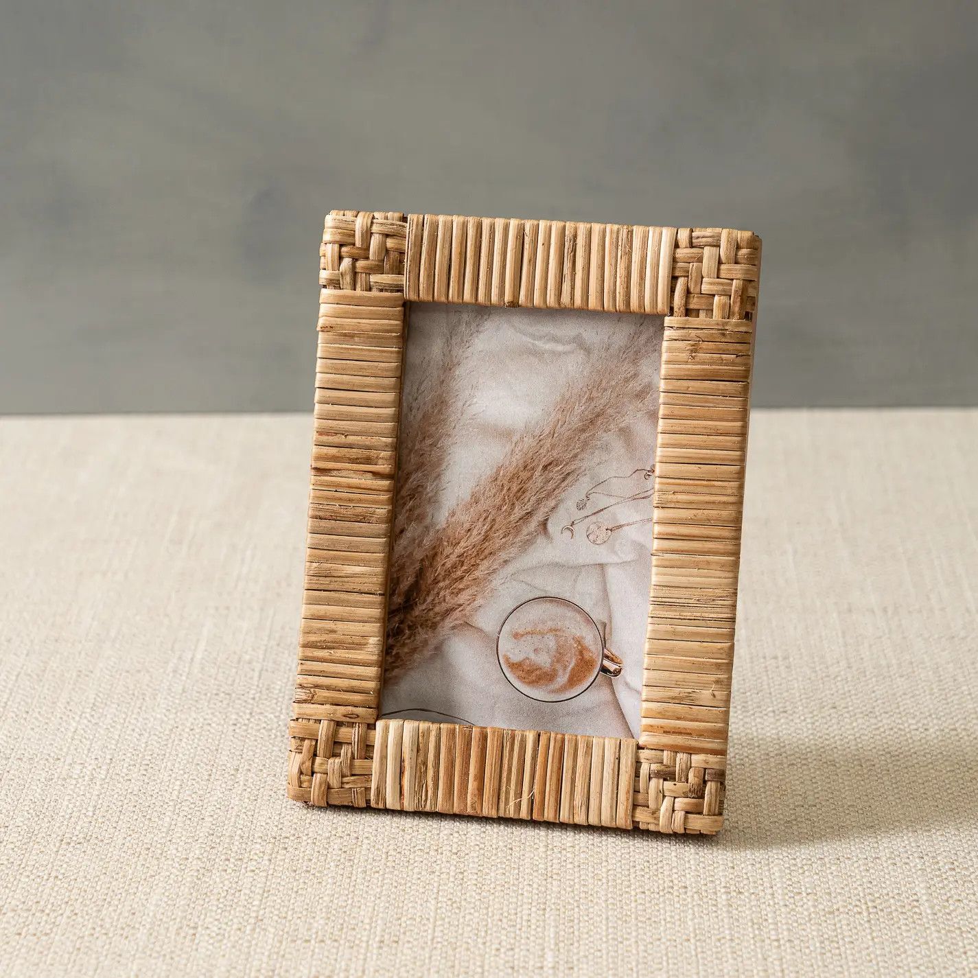 Woven Rattan Photo Frame