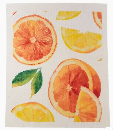 Orange Patterned Swedish Dishcloth