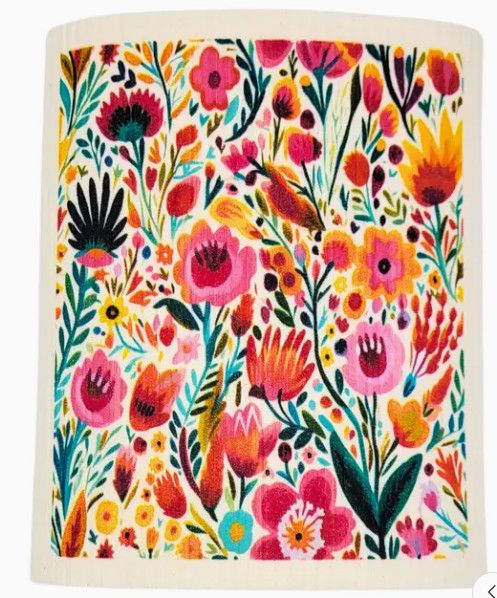 Tropical Flower Garden Swedish Dishcloth