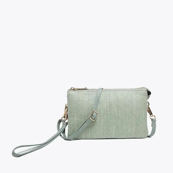 Riley Micro Straw Crossbody, Color: Light Teal