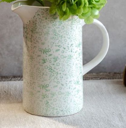 8.5&quot; Green Floral Pitcher