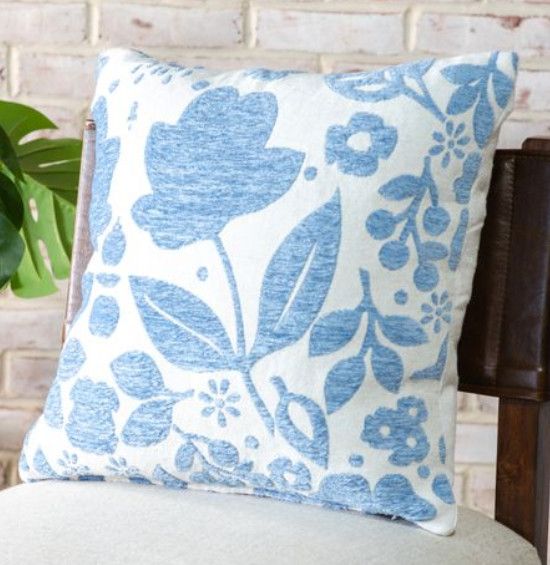 18x18 Blue Floral Pillow