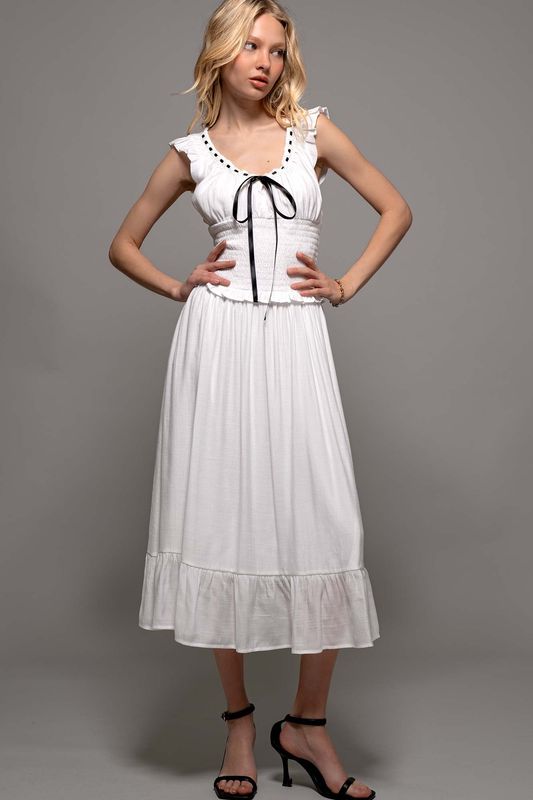 Midi Dress with Ribbon