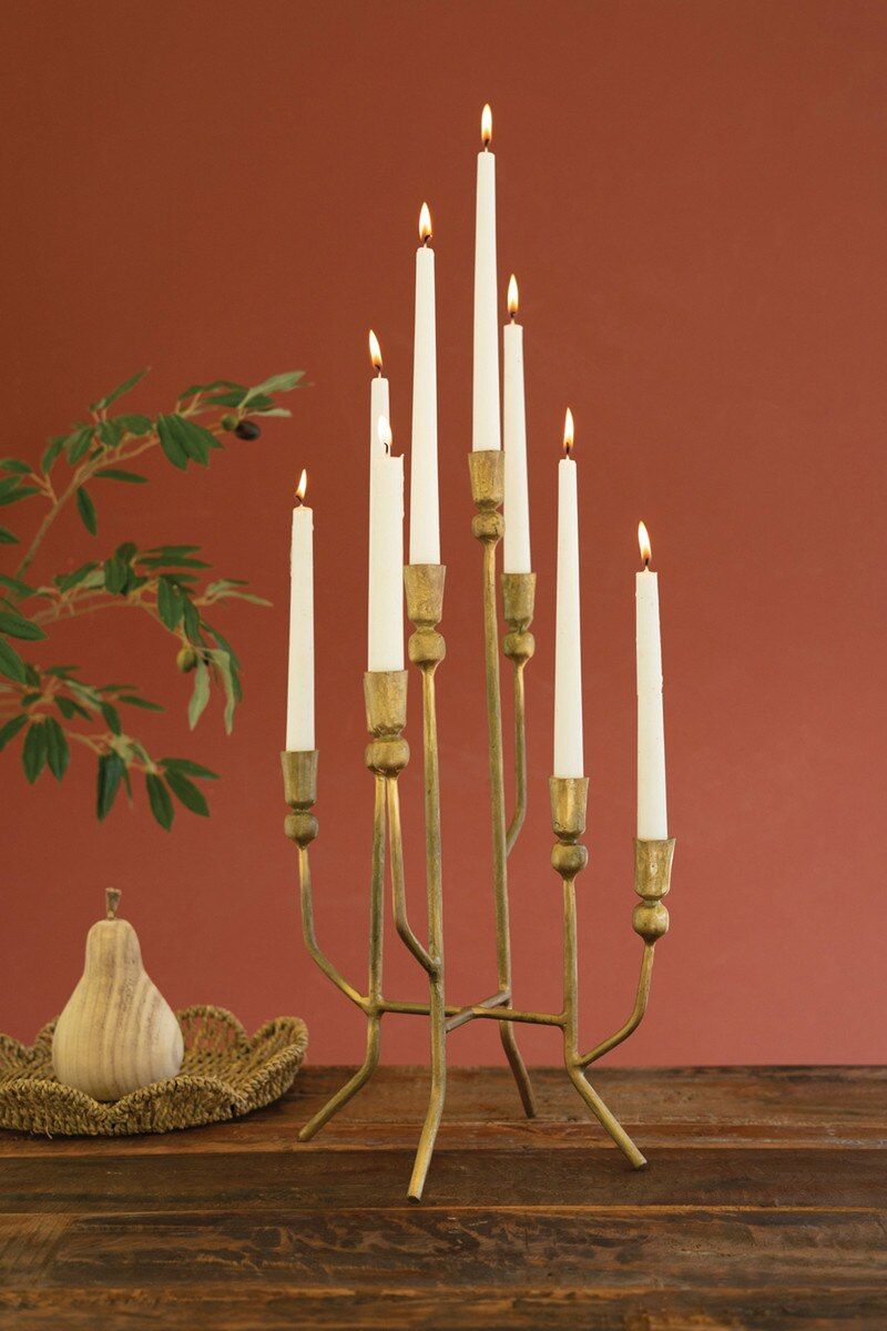 Eight Taper Candelabra Antique Brass