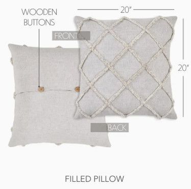 20x20 Frayed Lattice Oatmeal Pillow