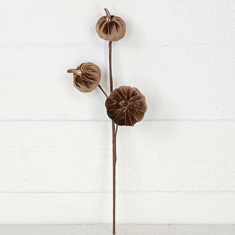 Brown Velvet Pumpkin Pick