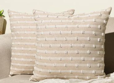 18x18 Beige and White Throw Pillow