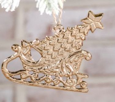 3.5&quot; Gold Sleigh Ornament