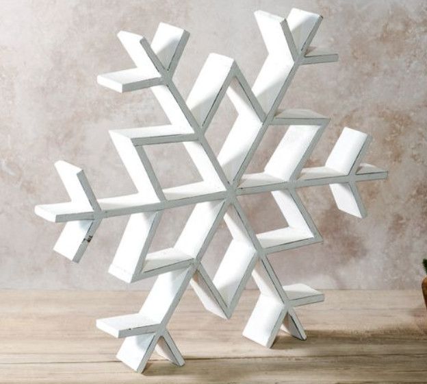 16&quot; Whitewashed Wood Snowflake